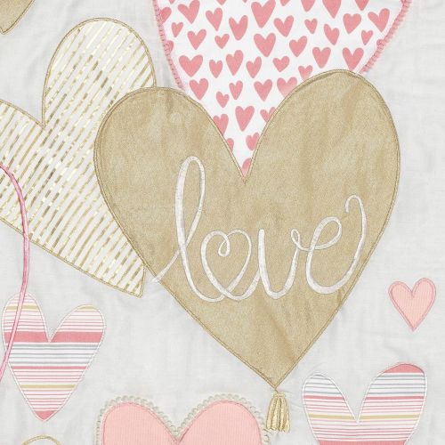  Lambs & Ivy Layla Pink/Gold Hearts & Love 4-Piece Nursery Baby Crib Bedding Set