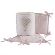 Lambs & Ivy Baby Love 4-Piece Crib Bumper Pads- Pink/Gold/White with Hearts