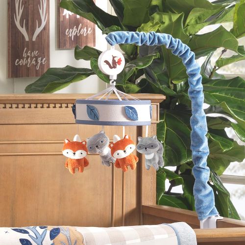  Lambs & Ivy Little Campers Musical Baby Crib Mobile - Blue, White, Animals