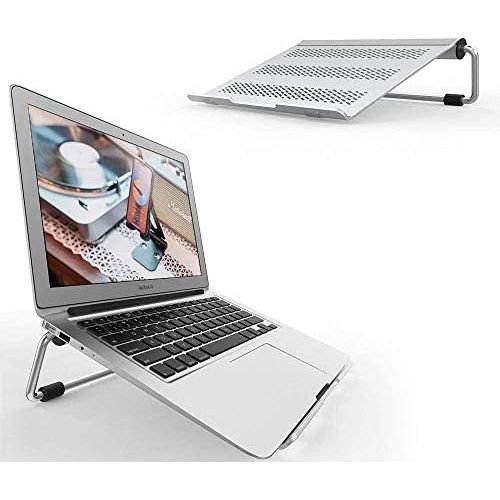  Adjustable Laptop Stand, Lamicall Laptop Riser : Ventilated Laptop Holder Compatible with Laptops Such as Mac Book Air Pro, Dell XPS, Microsoft, HP More Laptops up to 17 inch - Sil