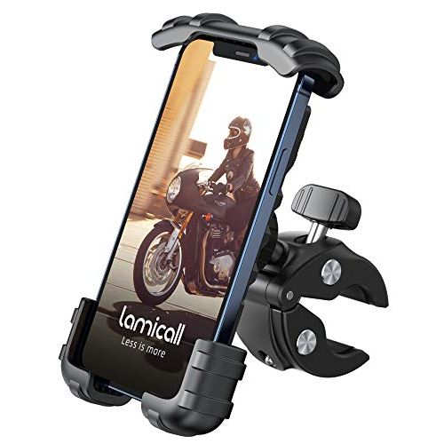  Lamicall Bike Phone Holder Mount - Motorcycle Handlebar Phone Mount Clamp, One Hand Operation ATV Scooter Phone Clip for iPhone 12 / 11 Pro Max / X / XS, Galaxy S10 and 4.7- 6.8 Ce