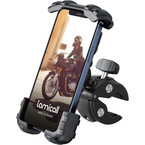  Lamicall Bike Phone Holder Mount - Motorcycle Handlebar Phone Mount Clamp, One Hand Operation ATV Scooter Phone Clip for iPhone 12 / 11 Pro Max / X / XS, Galaxy S10 and 4.7- 6.8 Ce