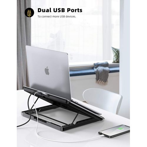  [아마존베스트]Laptop Cooler, Lamicall Laptop Cooling Pad : Portable Height Adjustable Laptop Cooling Fan Stand Holder Riser Compatible with MacBook Air Pro Dell XPS HP Alienware Laptop Notebooks