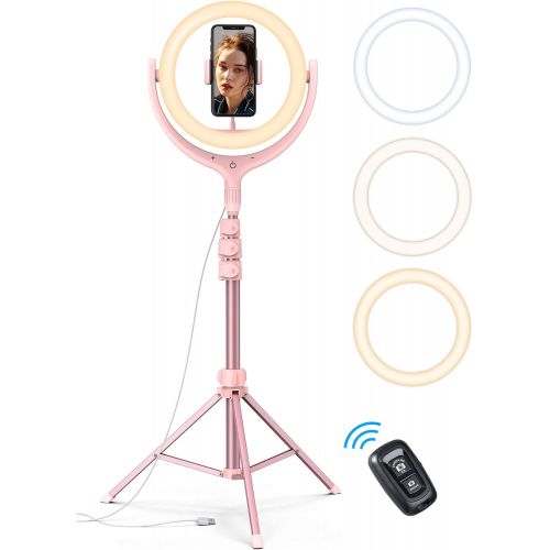  [아마존베스트]10 Selfie Ring Light 67 Tripod Stand - Lamicall LED Circle Halo Light with Cell Phone Holder for Live Stream/Makeup/YouTube Video Recording/Photography, ARO De Luz Compatible with