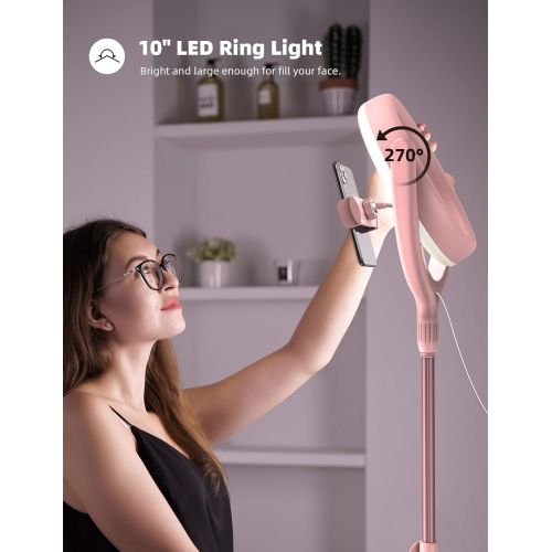  [아마존베스트]10 Selfie Ring Light 67 Tripod Stand - Lamicall LED Circle Halo Light with Cell Phone Holder for Live Stream/Makeup/YouTube Video Recording/Photography, ARO De Luz Compatible with