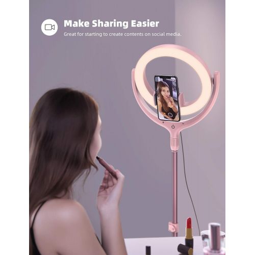  [아마존베스트]10 Selfie Ring Light 67 Tripod Stand - Lamicall LED Circle Halo Light with Cell Phone Holder for Live Stream/Makeup/YouTube Video Recording/Photography, ARO De Luz Compatible with