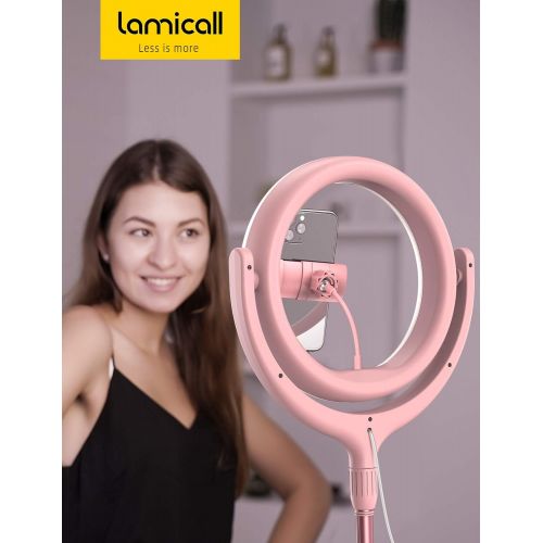  [아마존베스트]10 Selfie Ring Light 67 Tripod Stand - Lamicall LED Circle Halo Light with Cell Phone Holder for Live Stream/Makeup/YouTube Video Recording/Photography, ARO De Luz Compatible with