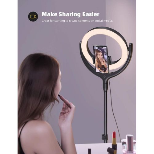  [아마존베스트]10 Selfie Ring Light 67 Tripod Stand - Lamicall LED Circle Halo Light with Cell Phone Holder for Live Stream/Makeup/YouTube Video Recording/Photography, ARO De Luz Compatible with