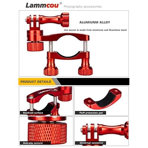  Lammcou Action Camera Motorcycle Mount, Aluminium Canera Bicycle Handlebars Holder Seat Post, Ski Pole Mount & Metal Wrench Compatible with GoPro Hero 9 8 7 6 5 Osmo Sports Camcord