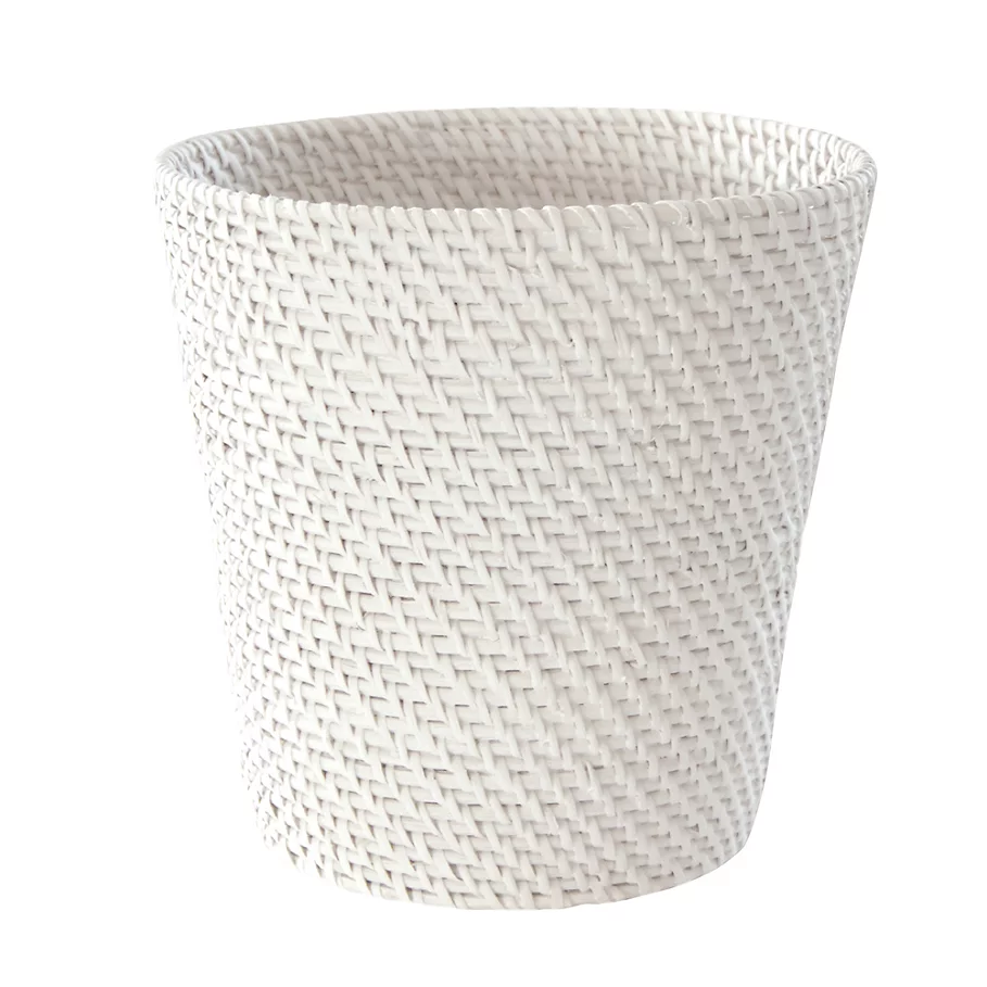 Lamont Home Caribbean White Rattan Wastebasket