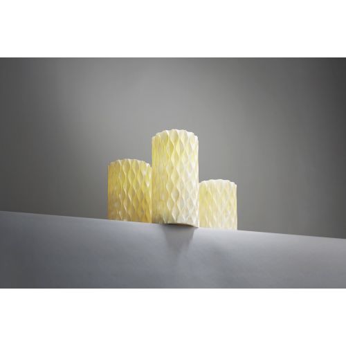  LampLust 3 White Pearl Flameless Pillar Candles with Warm White LEDs, Textured Wax, Remote & Batteries Included