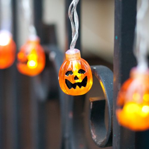  LampLust Halloween String Lights, Pumpkin and Ghost - Battery Operated Fairy Lights with Spooky Shapes, 10 LED per Strand, Portable Decorations for Party, Golf Cart & Trunk or Trea