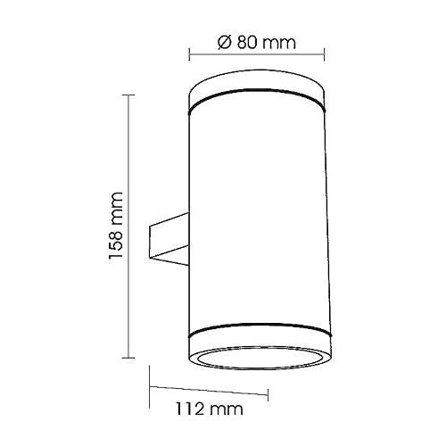  Lampenlux Karim Lights Lux LED Outdoor Light Outdoor Lighting Wall Light Up Down Light 16X11X8?CM IP54?GU10?Round Silver Door Aluminium