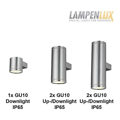  Lampenlux Karim Lights Lux LED Outdoor Light Outdoor Lighting Wall Light Up Down Light 16X11X8?CM IP54?GU10?Round Silver Door Aluminium