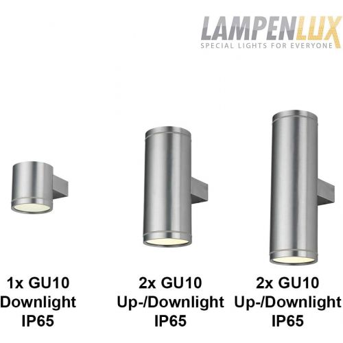  Lampenlux Karim Lights Lux LED Outdoor Light Outdoor Lighting Wall Light Up Down Light 16X11X8?CM IP54?GU10?Round Silver Door Aluminium