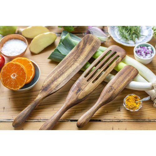  Lamplight Kitchen Co. Lamplight Kitchen Acacia Wood Spurtle 3-Piece Set | Better Than A Spatula | Smarter Cooking, Easier Stirring | No Food Stuck In The Corners Of Your Pots | Best Cooking Utensil Tool