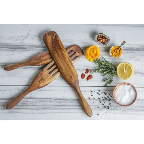  Lamplight Kitchen Co. Lamplight Kitchen Acacia Wood Spurtle 3-Piece Set | Better Than A Spatula | Smarter Cooking, Easier Stirring | No Food Stuck In The Corners Of Your Pots | Best Cooking Utensil Tool