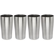 Stainless Vacuum Insulated Beer Tumbler - 16oz Pub Pint Glass by Lancaster Steel, set of 4