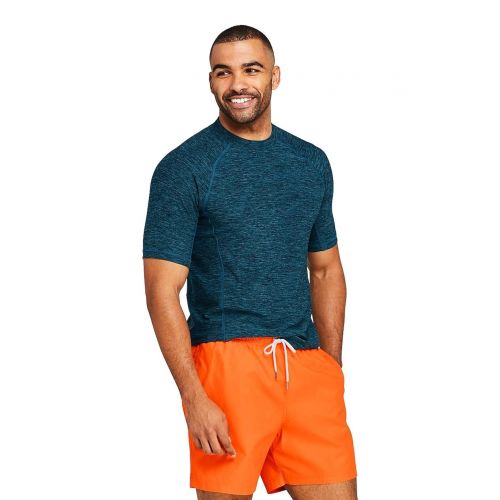  Lands%27+End Lands End Mens Spacedye Short Sleeve Swim Tee Rash Guard