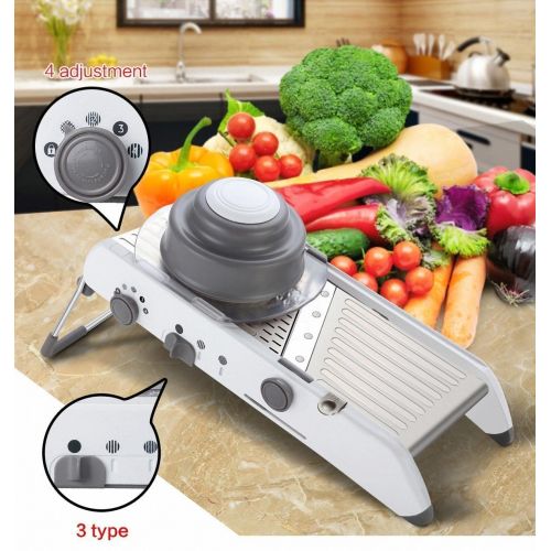  Landtells Mandolines Slicer Manual adjustment blade Professional Stainless Steel Kitchen Cutter Shredder Julienne for Grinding Cutting Slicing Fruit Food Vegetables