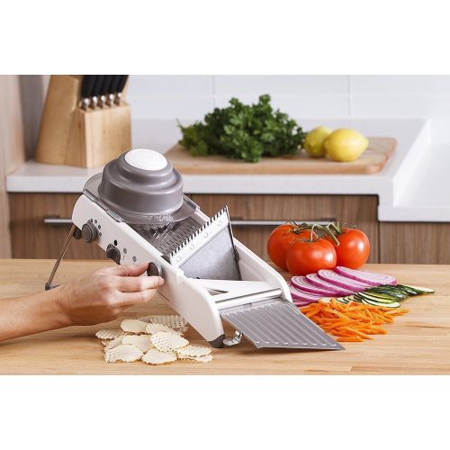  Landtells Mandolines Slicer Manual adjustment blade Professional Stainless Steel Kitchen Cutter Shredder Julienne for Grinding Cutting Slicing Fruit Food Vegetables