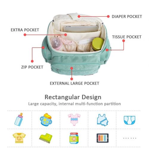  Landuo Diaper Bag Backpack Waterproof Travel Mummy Nappy Bags, Large Capacity and Multi-Function Back Pack Organizer with Baby Insulated Pockets (Blue)
