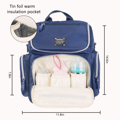  Landuo Diaper Bag Backpack Waterproof Travel Mummy Nappy Bags, Large Capacity and Multi-Function Back Pack Organizer with Baby Insulated Pockets (Blue)