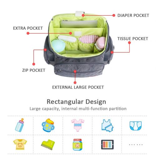  Landuo Diaper Bag Backpack Waterproof Travel Mummy Nappy Bags, Large Capacity and Multi-Function Back Pack Organizer with Baby Insulated Pockets (Black)