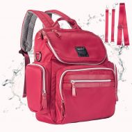 Landuo Diaper Bag Backpack Waterproof Travel Mummy Nappy Bags, Large Capacity and Multi-Function Back Pack Organizer with Baby Insulated Pockets (Red)