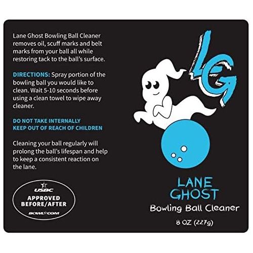  Lane Ghost Bowling Ball Cleaner Spray Kit - USBC Approved - Oil, Scuff, and Belt Mark Cleaner - Restores Tack and Prolongs Lifespan of Ball