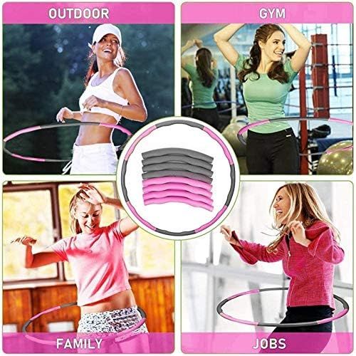  [아마존베스트]langking Hula Hoop, Adult Hula Hoop, 6-8 Segments Removable Hula Hoop for Adults & Children for Sports, Suitable for Fitness, Sports, Home, Office, Adjustable Hoola Hoop