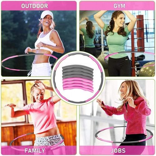  [아마존베스트]langking Hula Hoop, Adult Hula Hoop, 6-8 Segments Removable Hula Hoop for Adults & Children for Sports, Suitable for Fitness, Sports, Home, Office, Adjustable Hoola Hoop