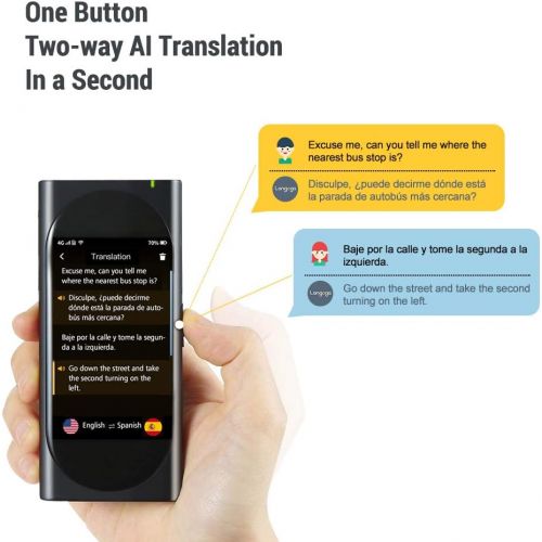  Langogo Genesis Portable Language Translator Device, 100+ Languages Pocket Translator, Real-time Voice Translator with Offline Translation, Built-in Data, 3.1inch Retina Display Tr