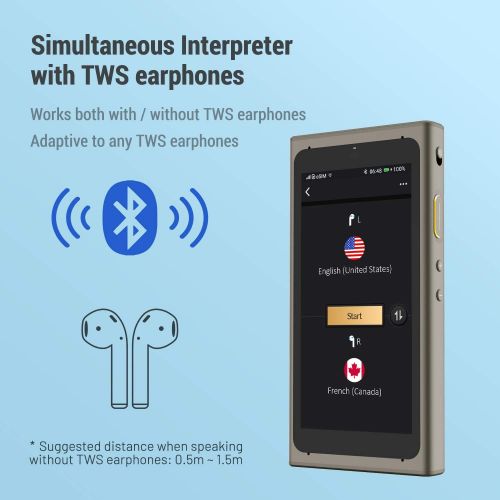  Langogo Summit Instant Two-Way Language Translator Device, Real-time Pocket Traductor with Bluetooth, 104 Languages Voice Interpreter, Built-in Data, 4.0 Inch Display with Photo Tr