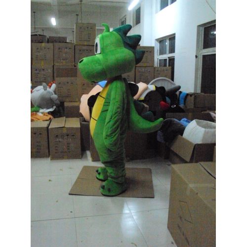  Green Dinosaur Langteng Mascot Costume Cartoon Character Real Picture