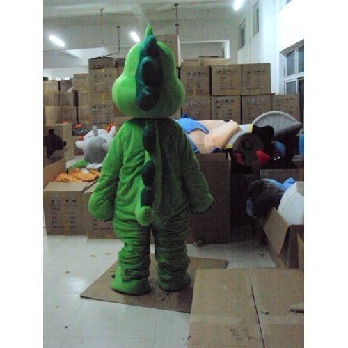  Green Dinosaur Langteng Mascot Costume Cartoon Character Real Picture