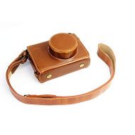 Lannmart Luxury Camera Case Video Bag Leather Camera Bag with Strap Open Battery Design