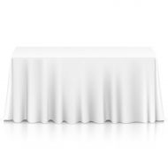 Lanns Linens - 10 Premium 90 x 156 Tablecloths for Wedding/Banquet/Restaurant - Rectangular Polyester Fabric Table Cloths - White