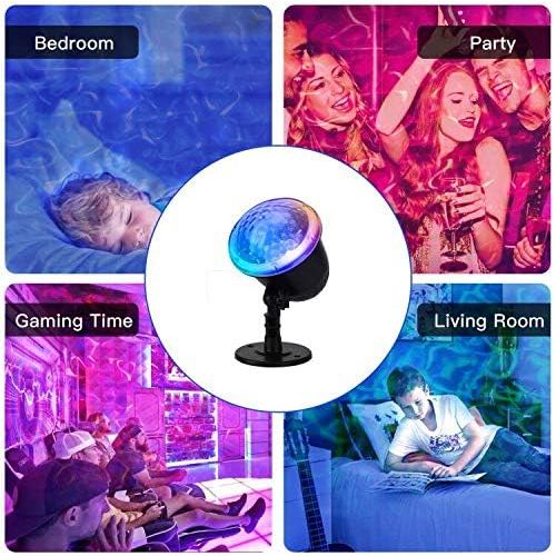  [아마존베스트]Lanpuly Projector Lights Ocean Wave Water Night Light Calming Autism Sensory Autistic Toys Relax Led Blue Night Projector Lamp Waterproof 3D Water Effect Remote Control for Bedroom Garden