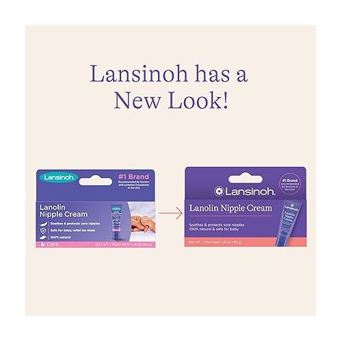 란시노 Lansinoh Lanolin Nipple Cream, Safe Nipple Balm for Baby and Mom, Breastfeeding Essentials, 1.41 Ounces (Pack of 2)