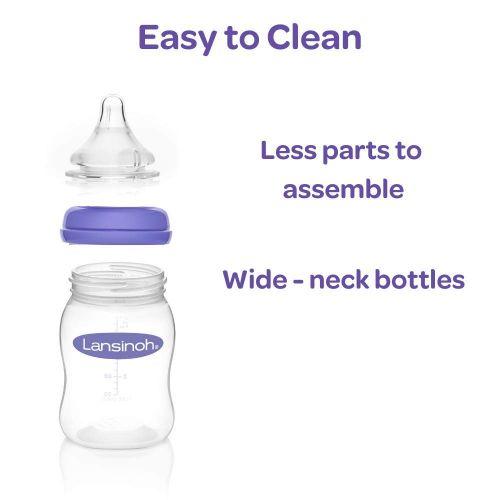 란시노 [아마존베스트]Lansinoh Breastfeeding Bottles with NaturalWave Nipple, 8 Ounces, Pack of 3, Baby Bottle for Breastfed Baby, Anti-Colic Reduces Nipple Confusion, Nursing Essentials