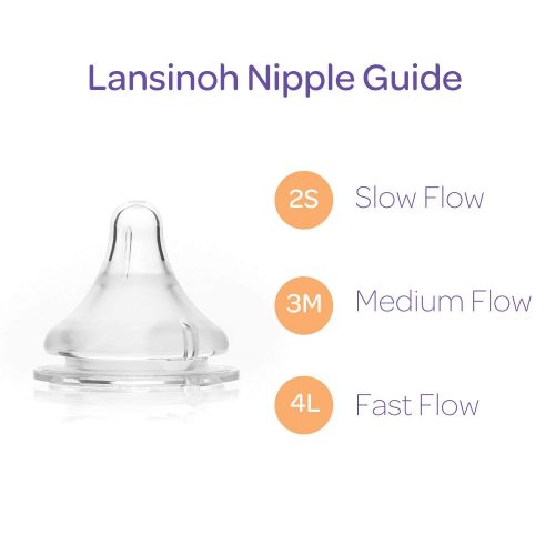 란시노 [아마존베스트]Lansinoh NaturalWave Fast-Flow Silicone Nipples, 2 Count, Natural Bottle Nipples, Reduces Nipple...