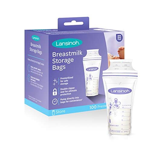 란시노 [아마존베스트]Lansinoh Breastmilk Storage Bags, 100 Count (1 Pack of 100 Bags), Milk Freezer Bags for Long Term Breastfeeding Storage, Pump Directly into Bags, Nursing Essentials