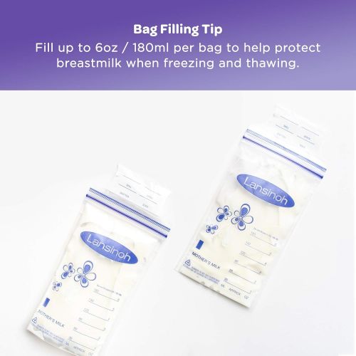 란시노 [아마존베스트]Lansinoh Breastmilk Storage Bags, 100 Count (1 Pack of 100 Bags), Milk Freezer Bags for Long Term Breastfeeding Storage, Pump Directly into Bags, Nursing Essentials