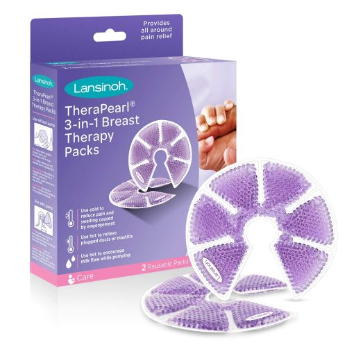 란시노 [아마존베스트]Lansinoh TheraPearl 3-in-1 Hot or Cold Breast Therapy Pack with Covers, 1 Pair (2 Count), Heating Pad and Ice Pack for Breastfeeding Relief, Nursing Essentials