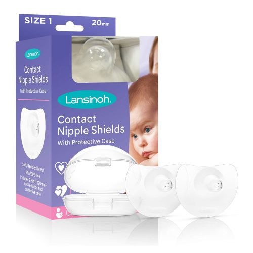 란시노 [아마존베스트]Lansinoh Contact Nipple Shield with Carrying Case, Size 2 (20 Milimeters) 2 Count, Small Size Nipple...