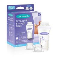 [아마존베스트]Lansinoh Breastmilk Storage Bags, 50 Count of Bags with 2 Pump Adapters, Milk Freezer Bags for Long Term Breastfeeding Storage, Pump Directly into Bags, Nursing Essentials