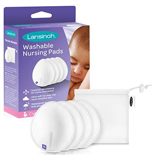 란시노 [아마존베스트]Lansinoh Reusable Nursing Pads, Pack of 4 Pads with Machine Wash Bag, Reusable Pads with...
