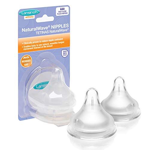 란시노 Lansinoh NaturalWave Bottle Nipples, Fast Flow, 2 count