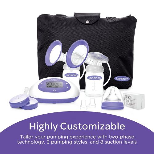 란시노 Lansinoh Signature Pro Double Electric Portable Breast Pump with Pumping Essentials and Tote Bag